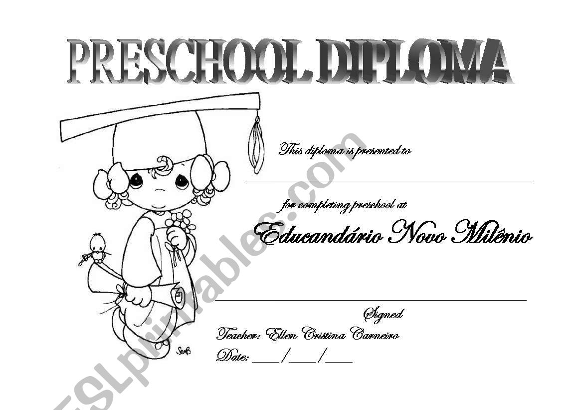 Preschool Diploma worksheet