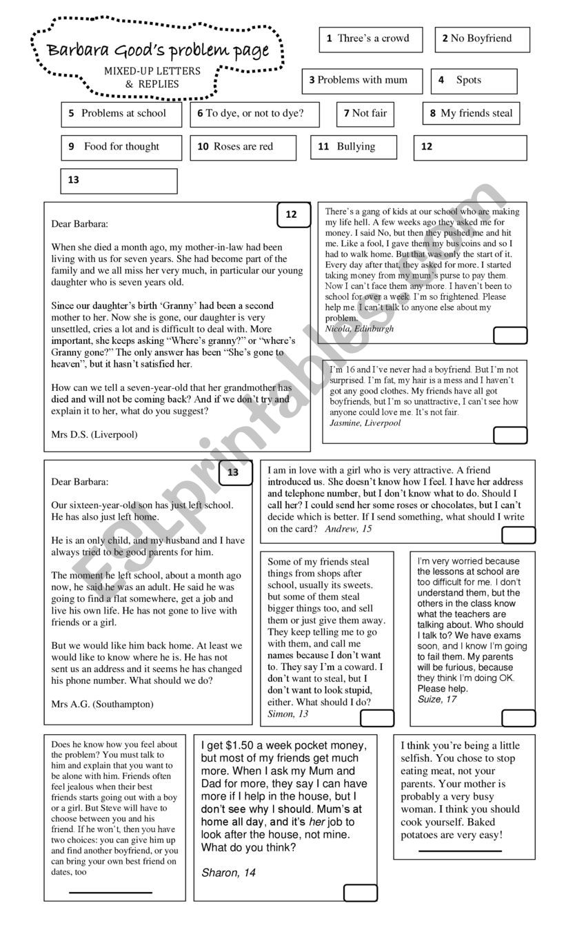 Advice worksheet