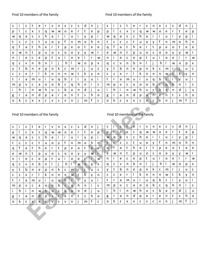 wordsearch worksheet