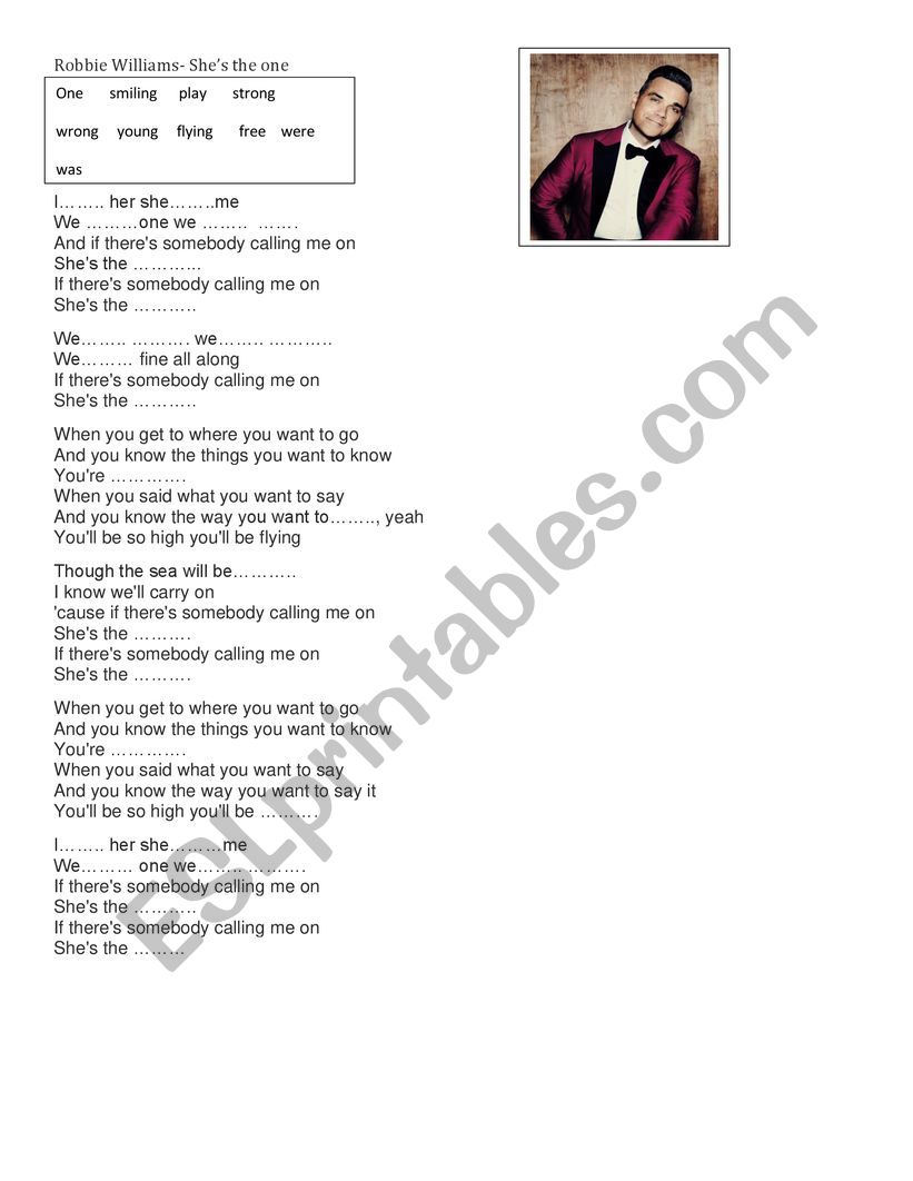 robbie williams she�s the one