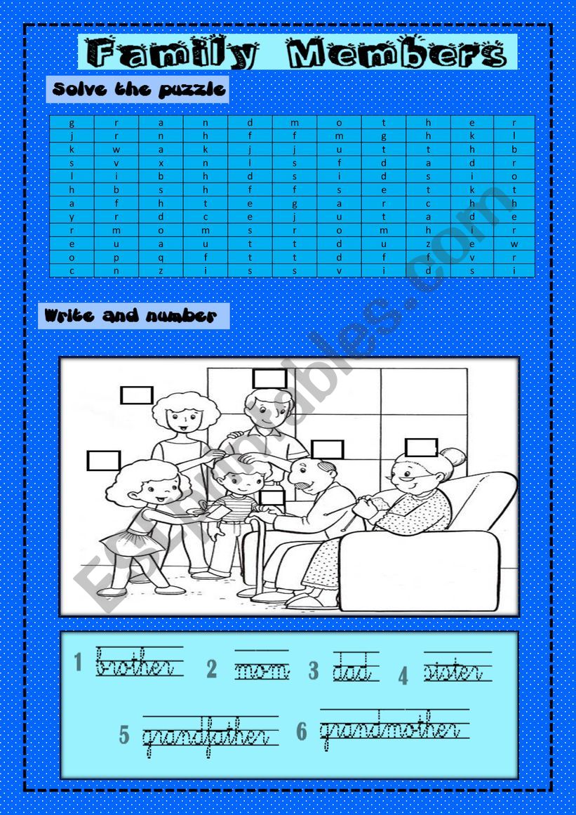 FAMILY MEMBERS worksheet