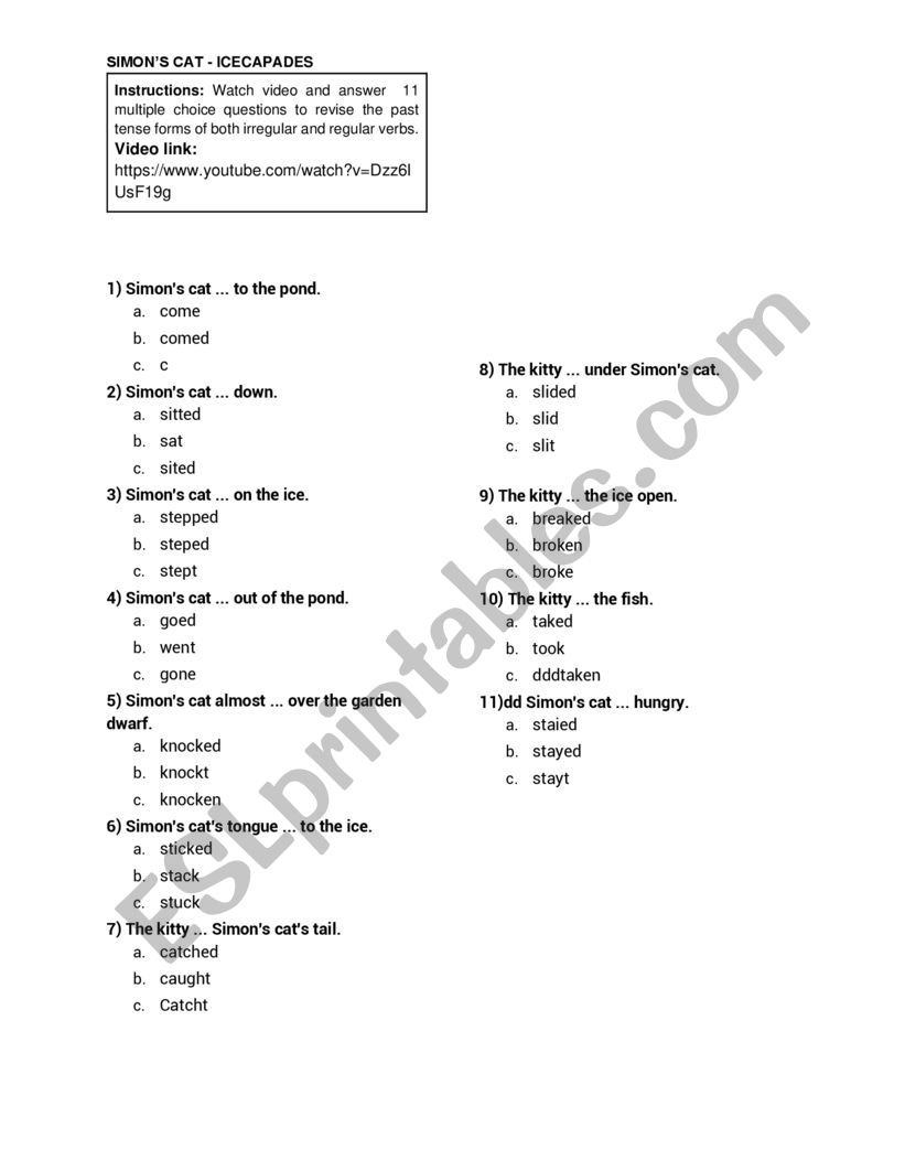  Icecapade - IRREGULAR VERBS worksheet