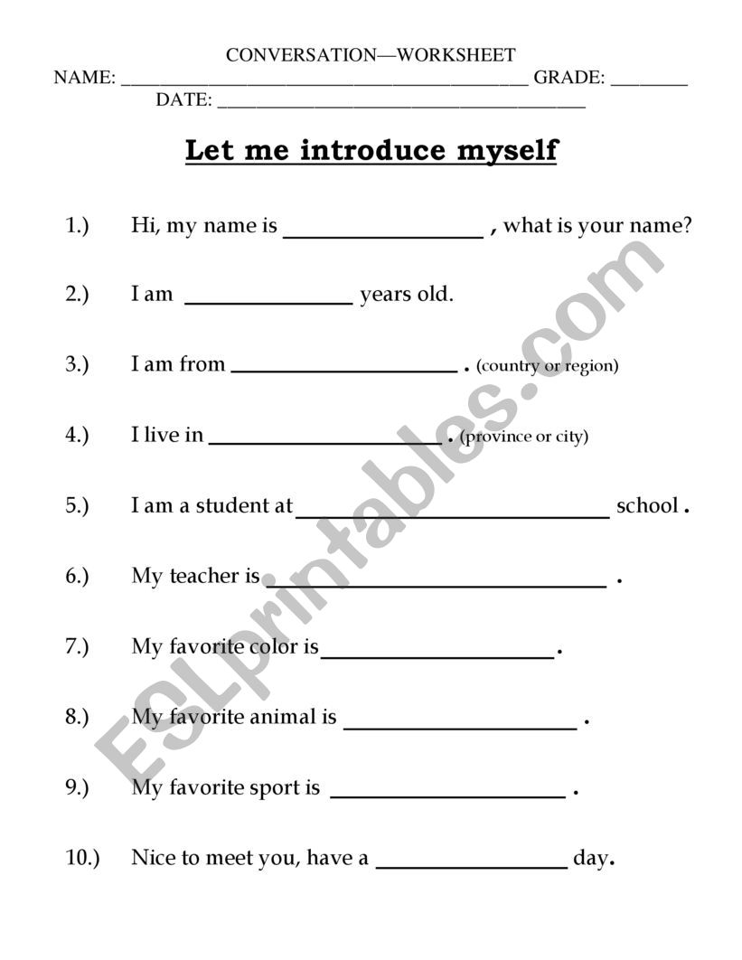 let me introduce myself worksheet