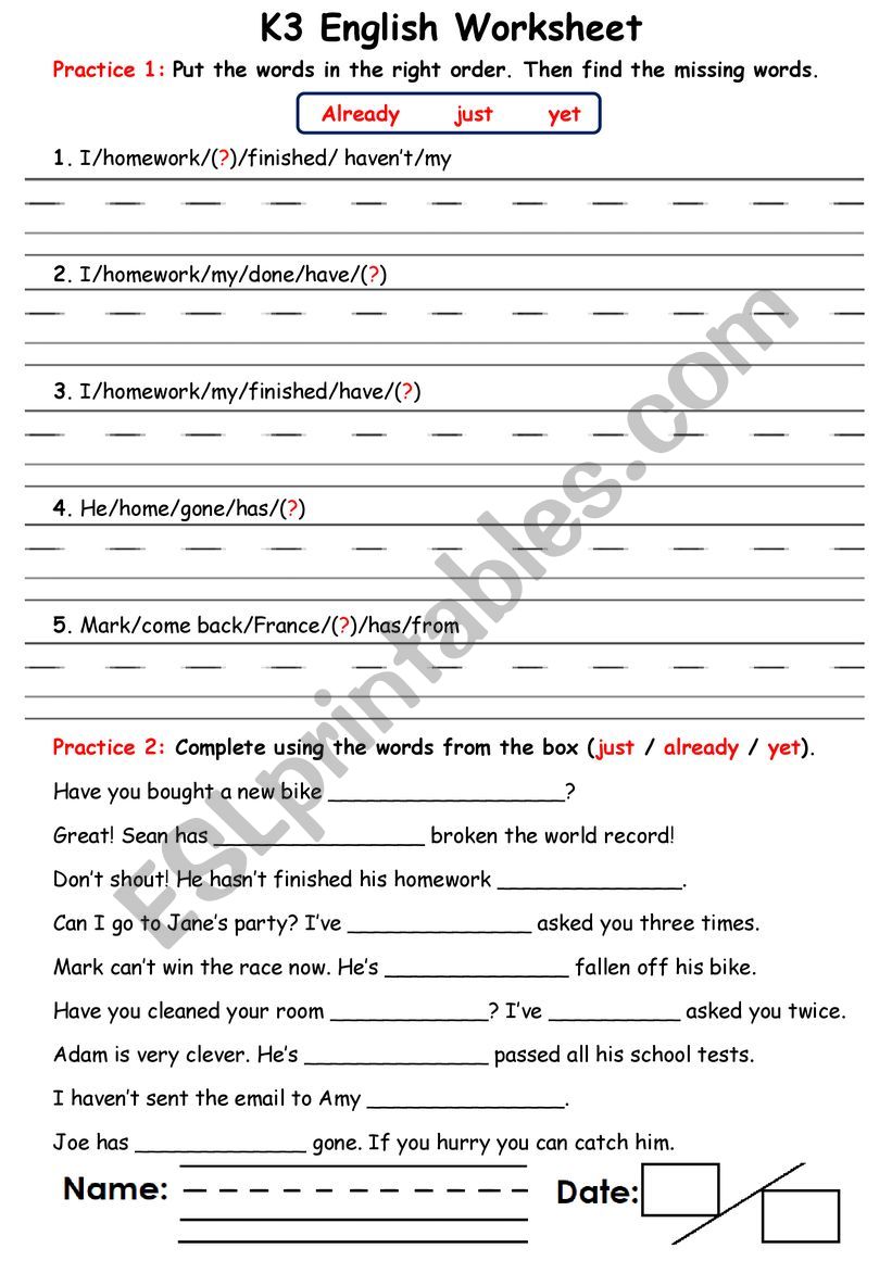 English  worksheet