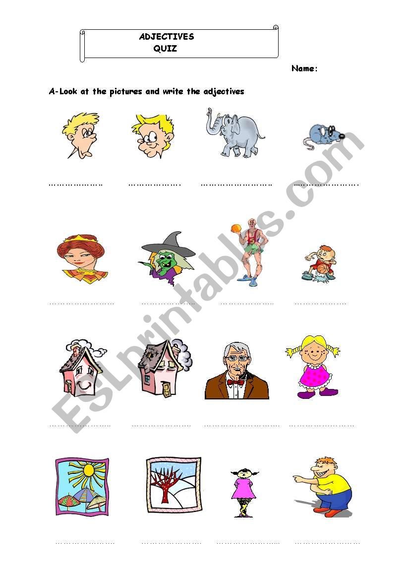 adjectves worksheet
