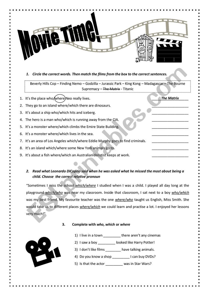 Relative pronoun worksheet