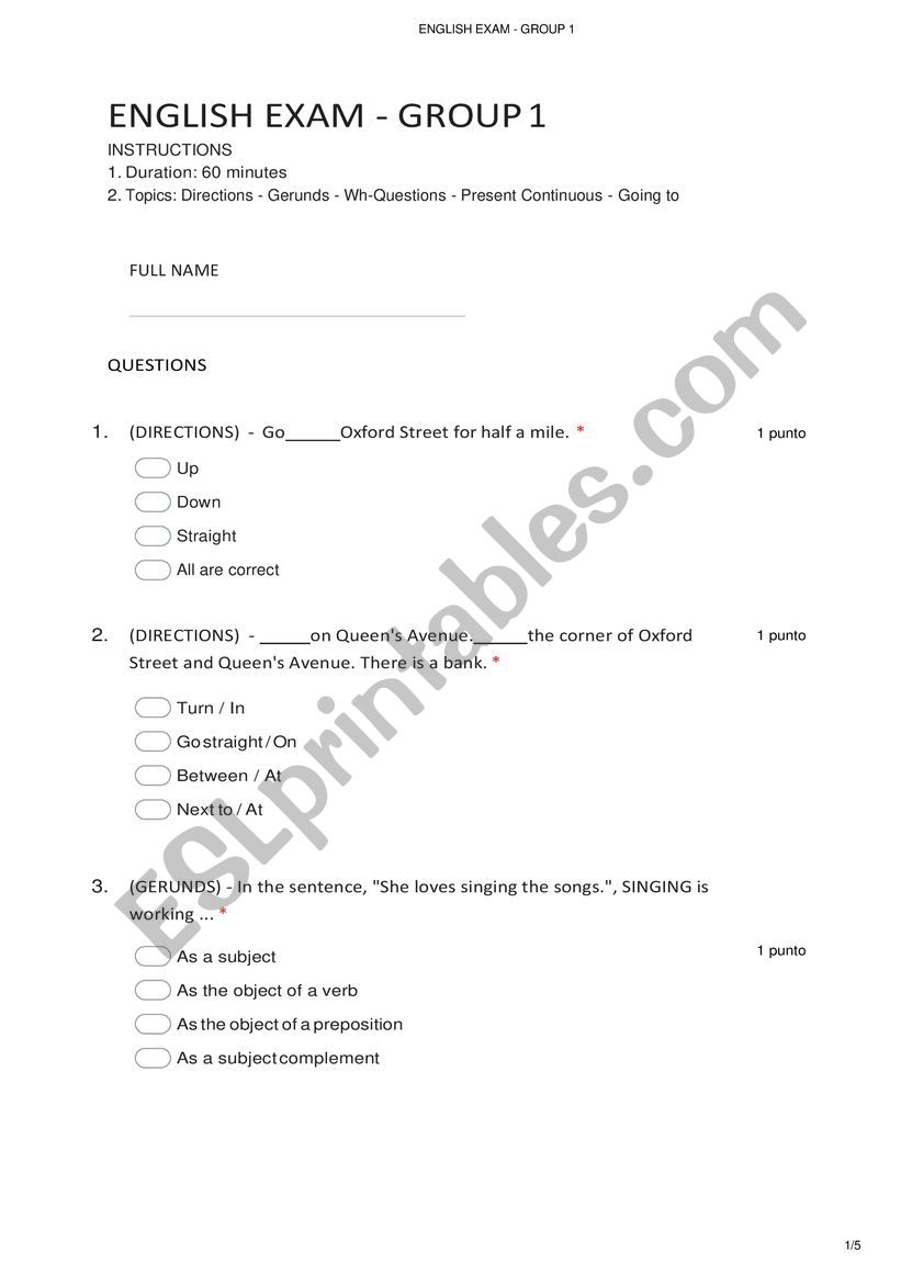 Basic Test worksheet