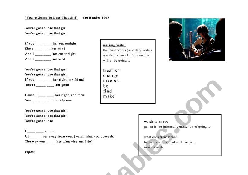 YouÃ¯Â¿Â½re Going to Lose that Girl (future tense)