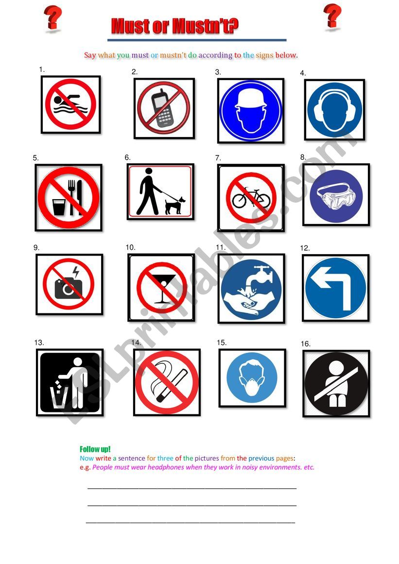 Must or MustnÃ¯Â¿Â½t? worksheet