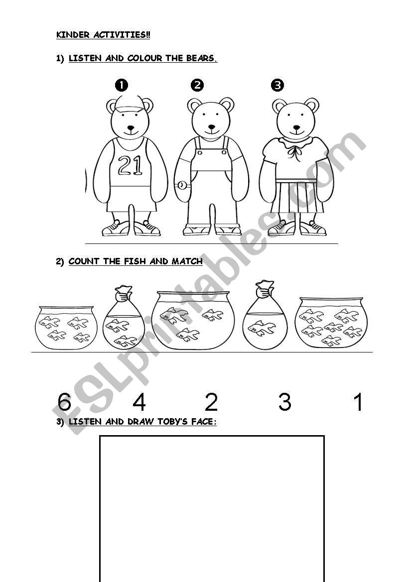 kinder activities worksheet