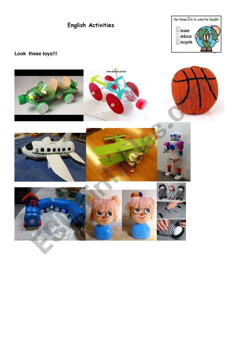 Recycled toys worksheet