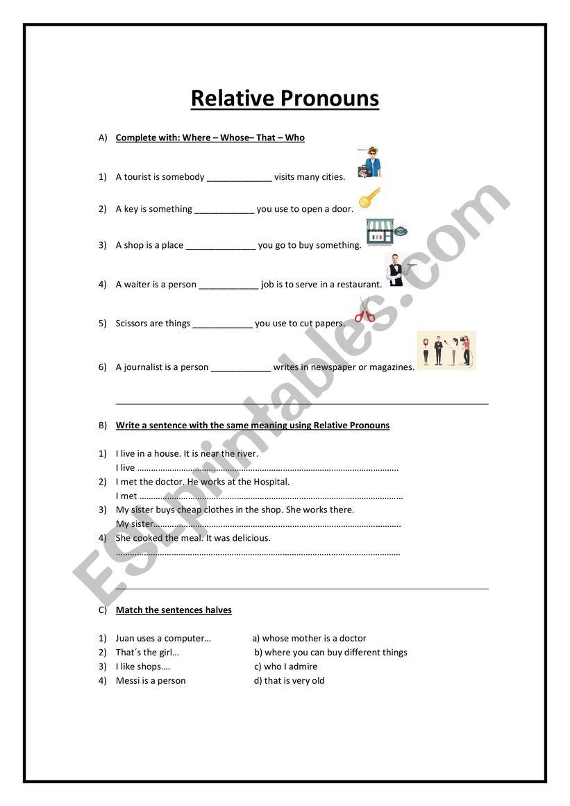 Relative Pronouns worksheet