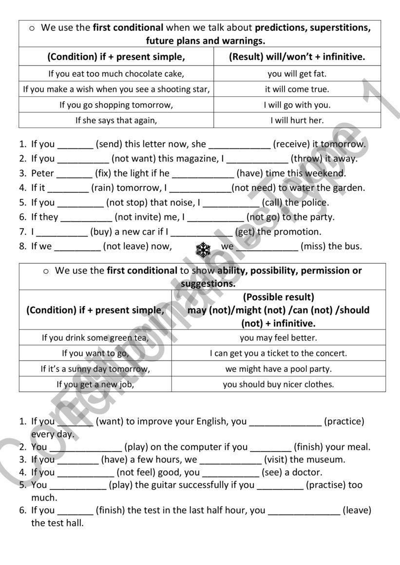 conditional worksheet