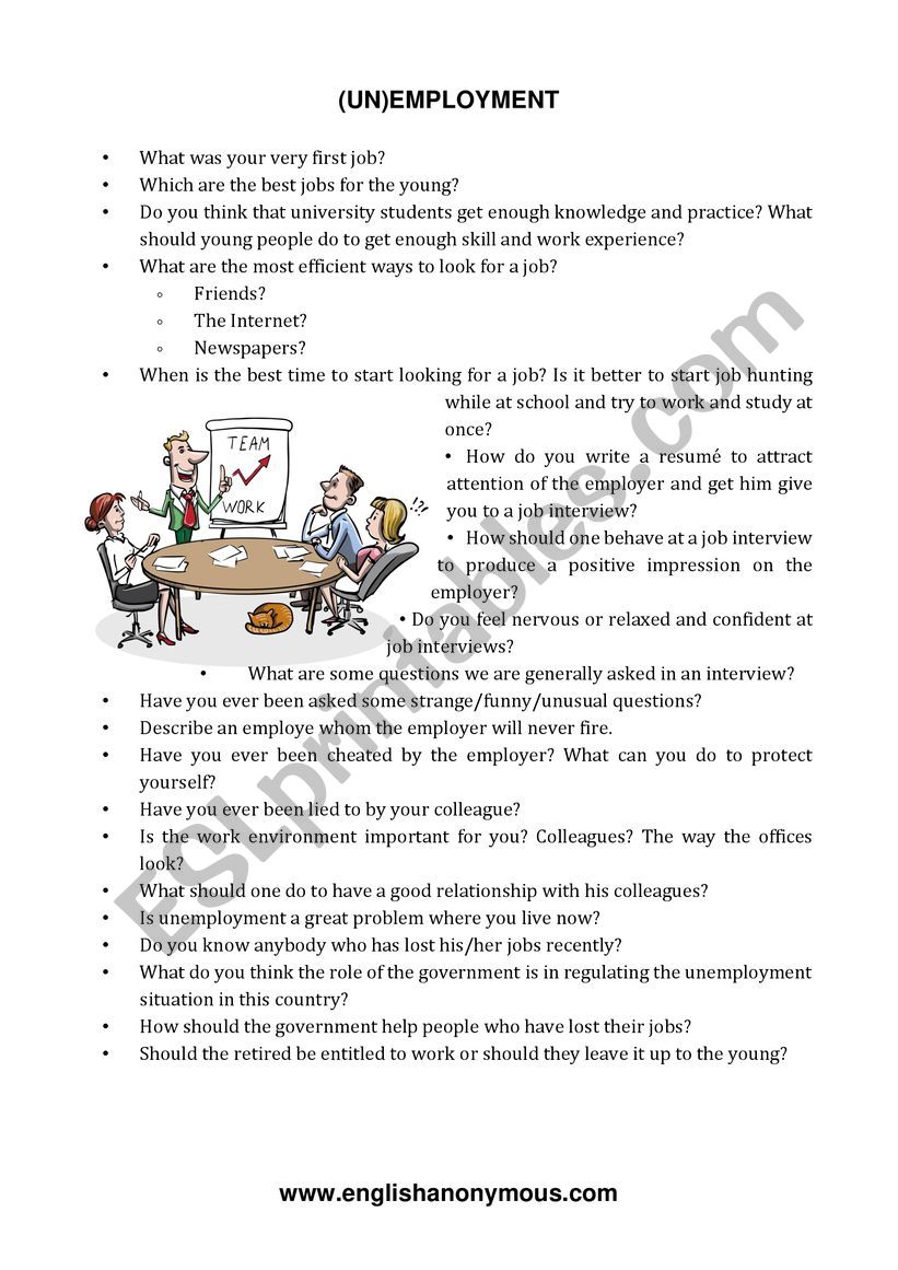 (un)employment worksheet