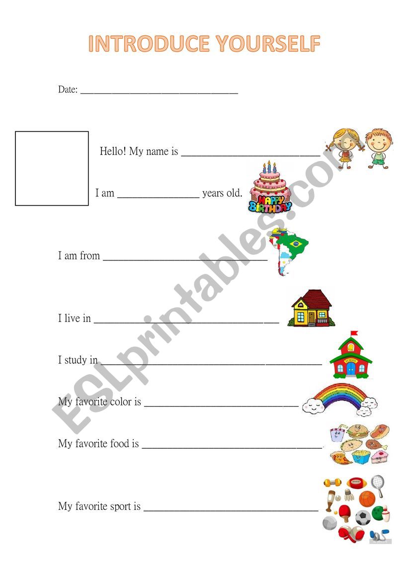 Introduce yourself worksheet