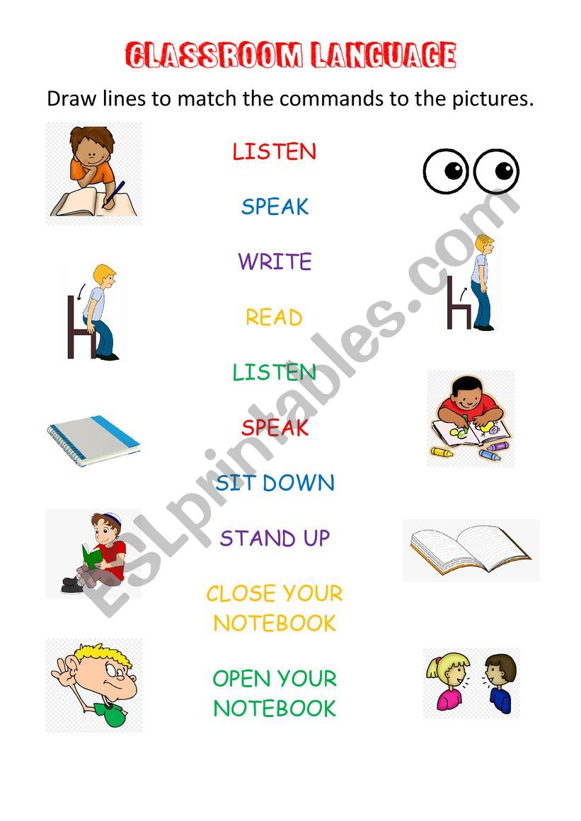 Classroom Language worksheet