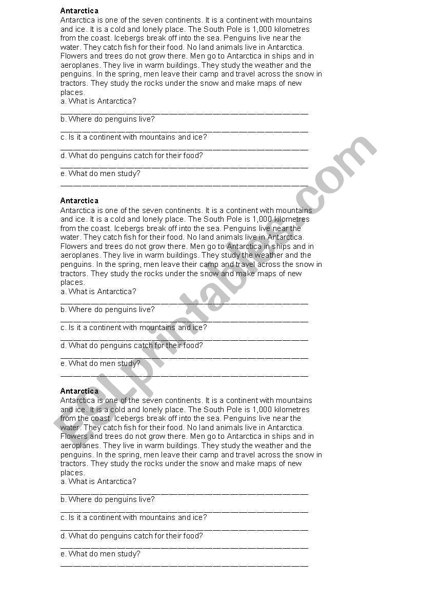 Text: Antarctica worksheet