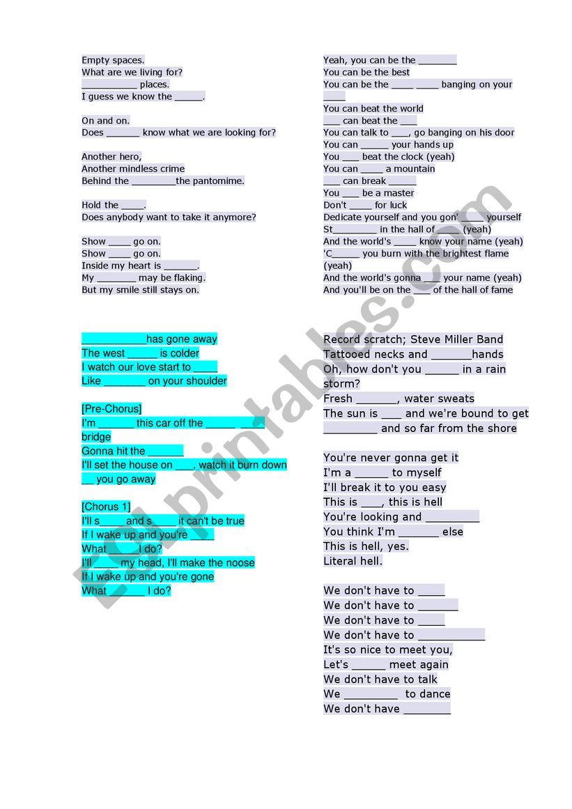 Modal Verbs Singing worksheet