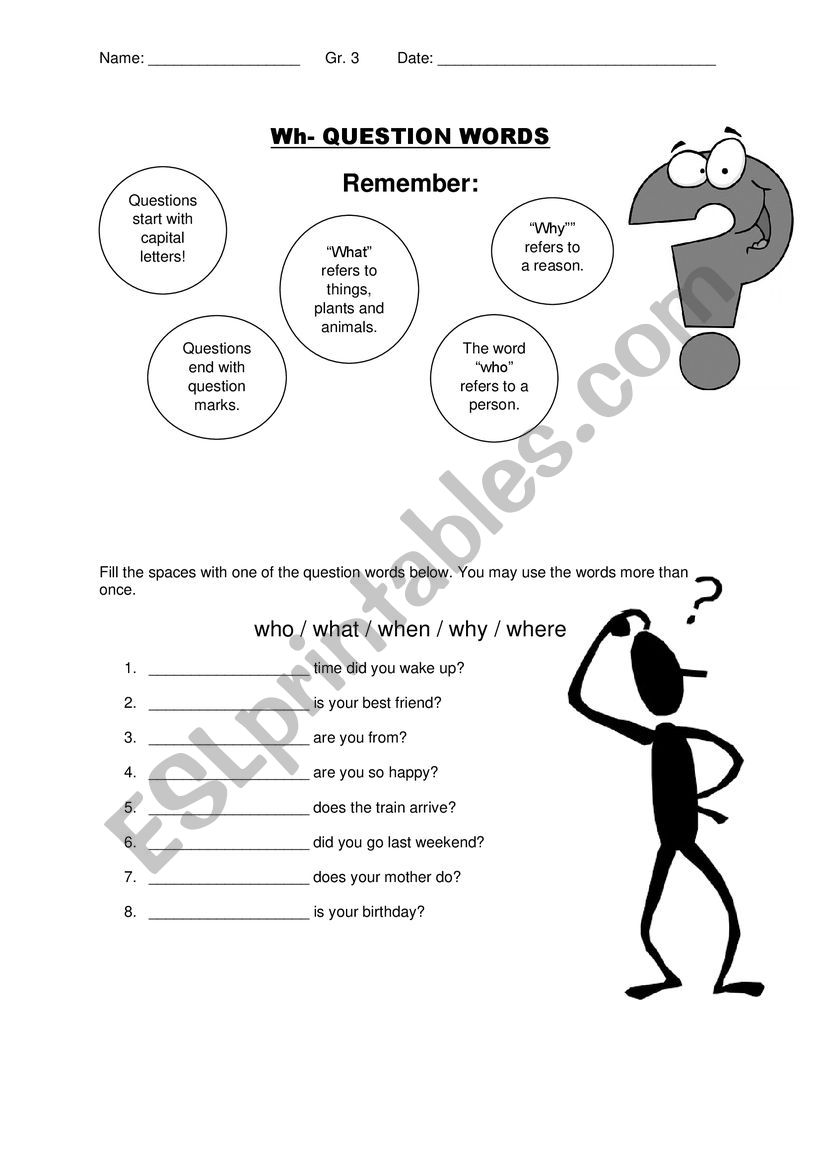 Wh-Question Words worksheet