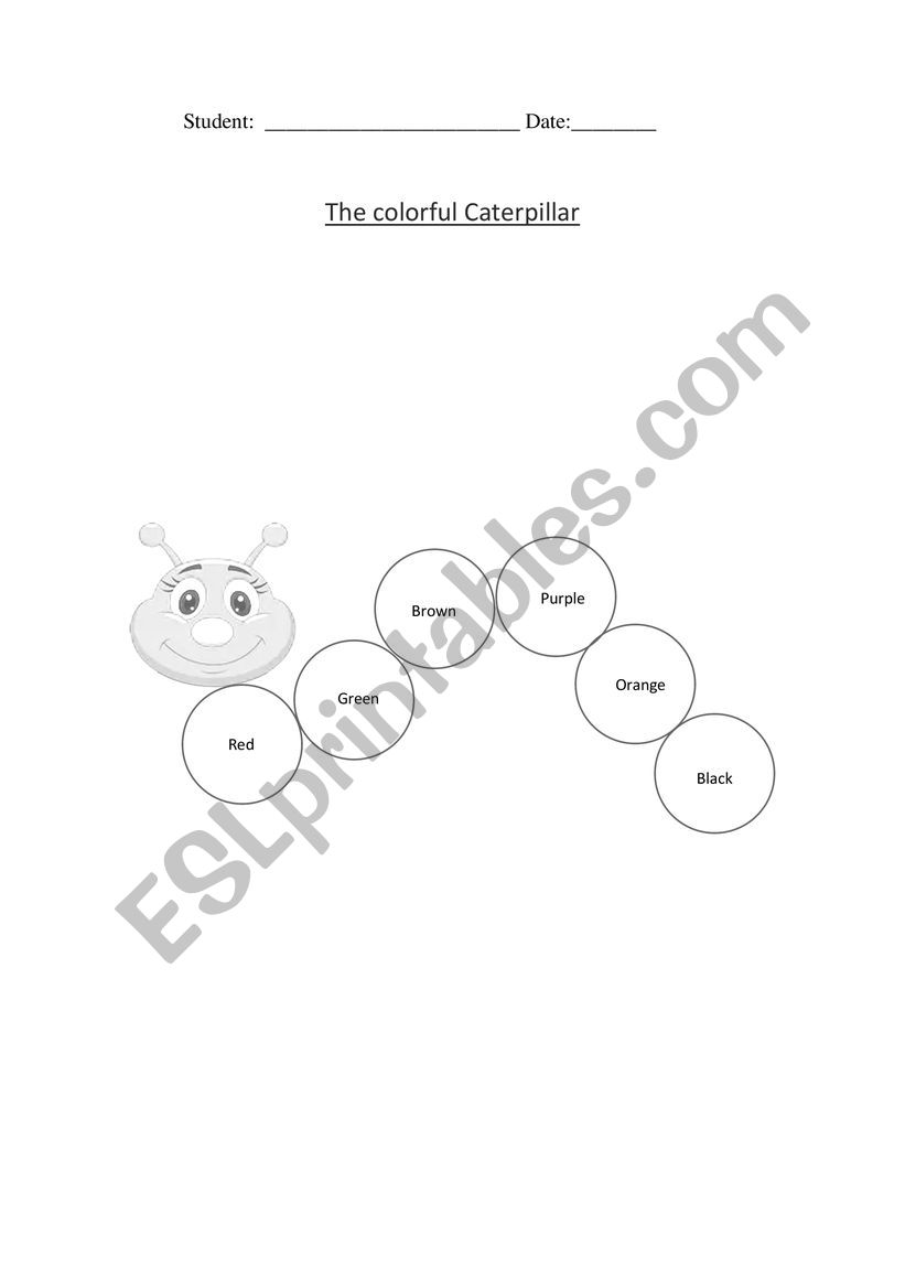 Colorful Caterpillar worksheet