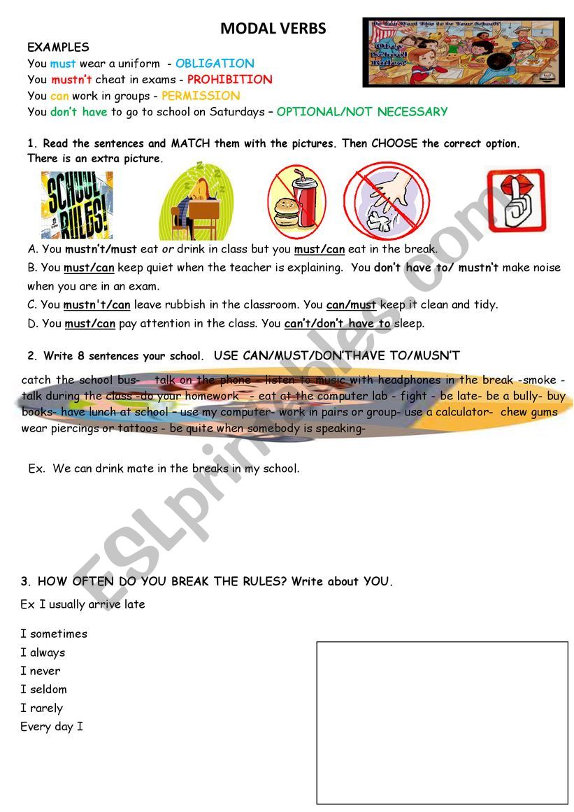 SCHOOL RULES worksheet