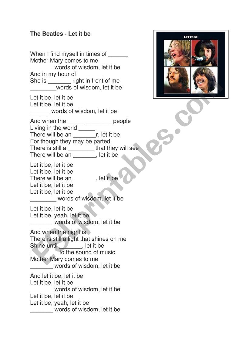 Let it be - The Beatles worksheet