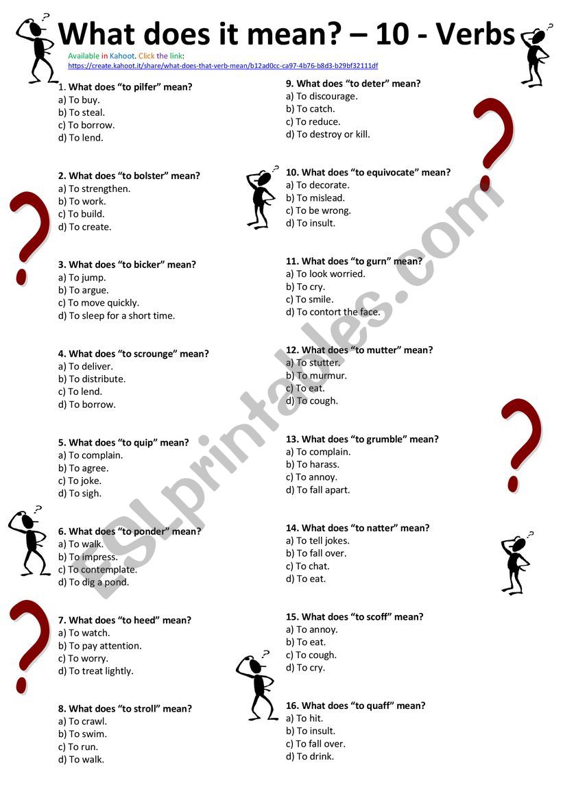 What does it mean? 10 - Verbs worksheet