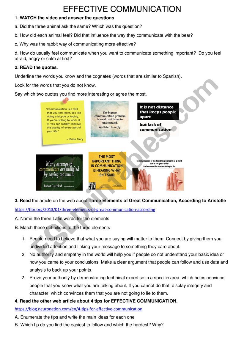 EFFECTIVE COMMUNICATION worksheet