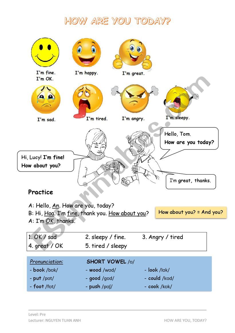 How are you? worksheet