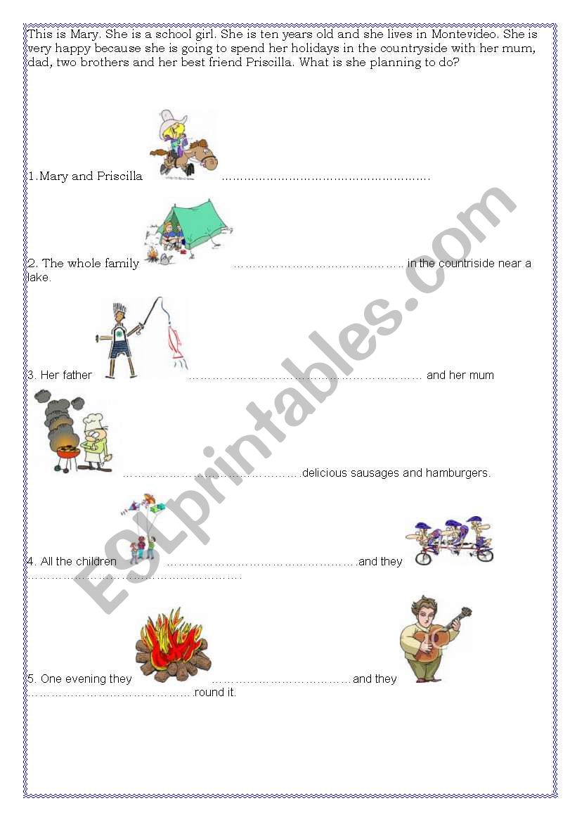 English worksheets: Mary´s holiday