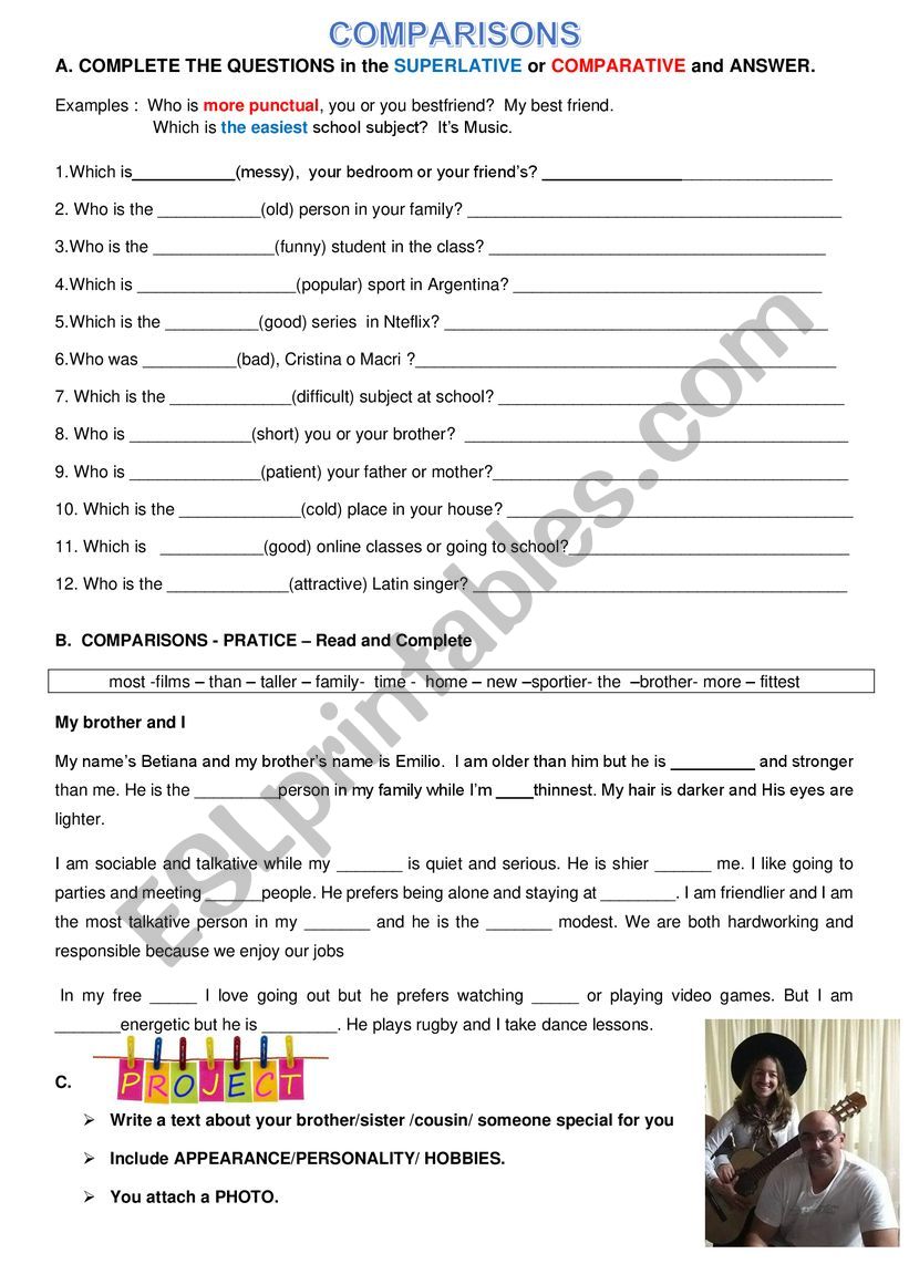 COMPARISONS worksheet