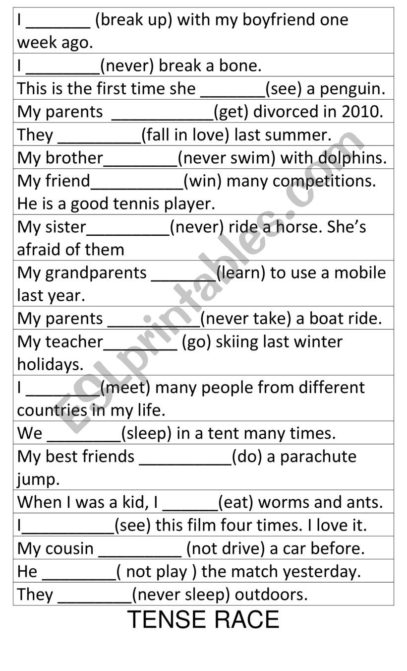 PRESENT PERFECT AND PAST SIMPLE CONTRAST 