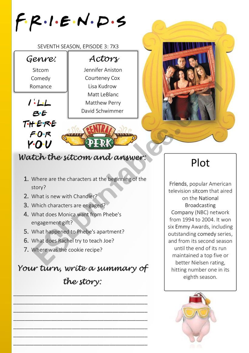 Friends Sitcom Activity Episode 7x3 