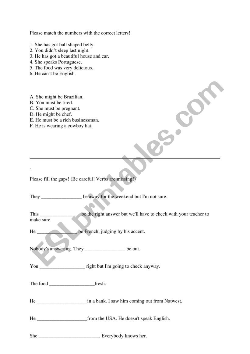 modals of certainty worksheet