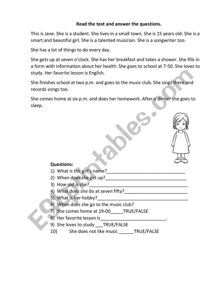 Daily Routine worksheet
