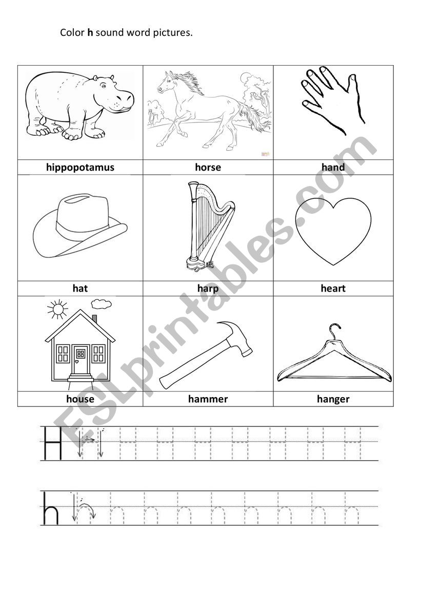 Letter H worksheet