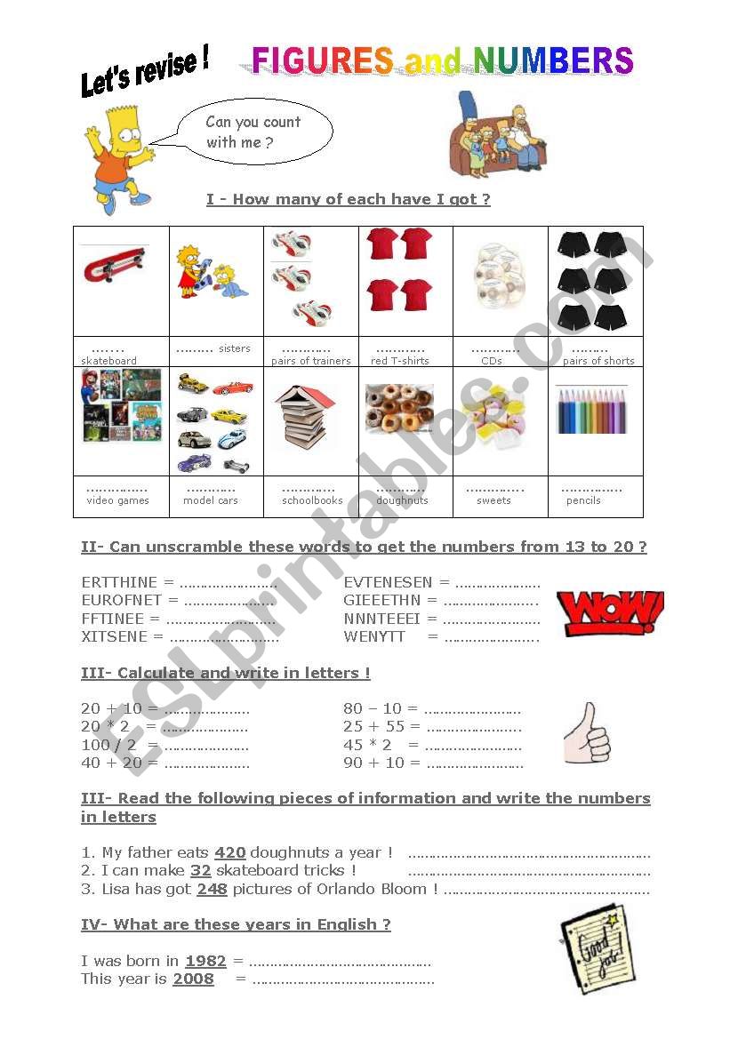 Figures and numbers worksheet