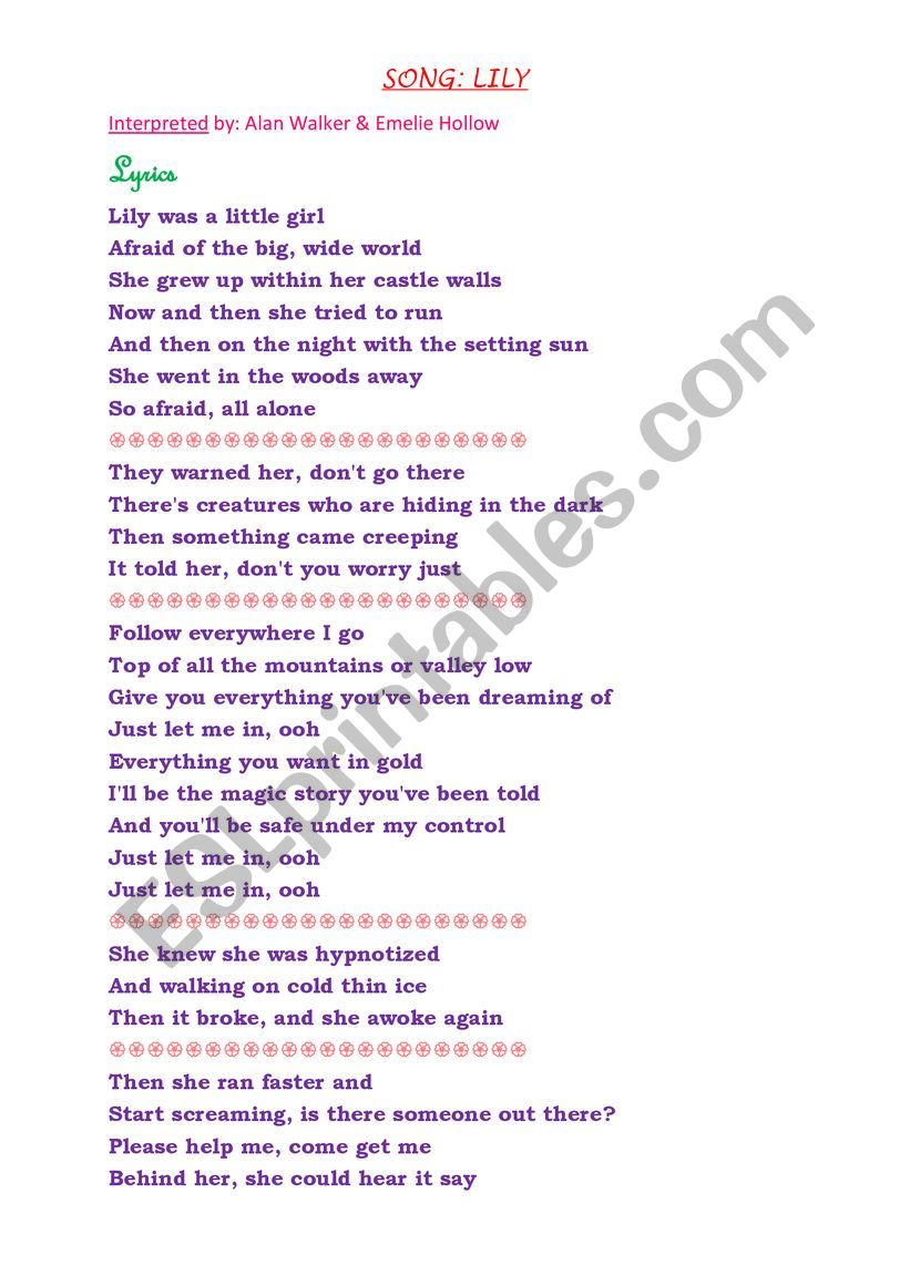 lily alan walker lyrics