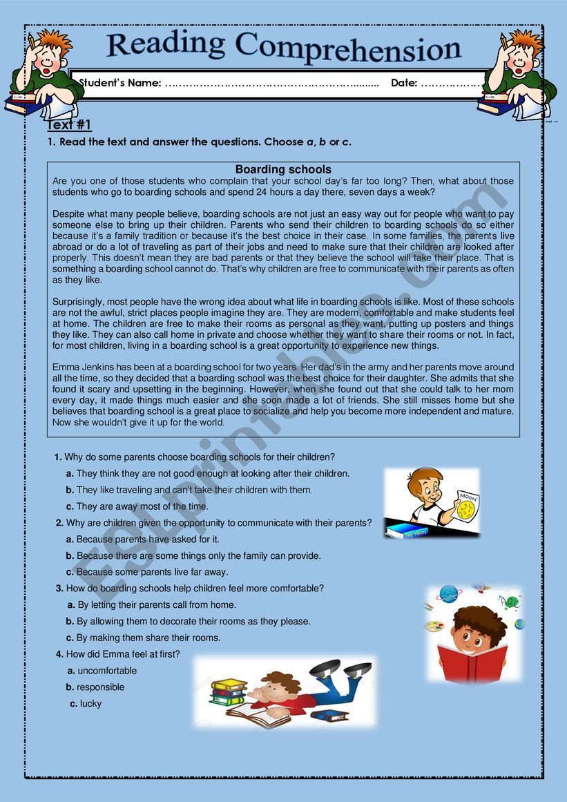 READING COMPREHENSION 2 worksheet