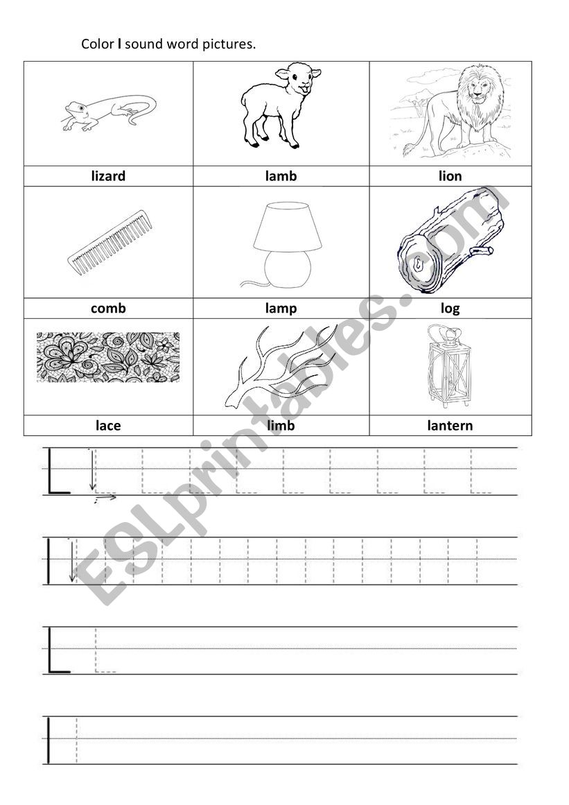 Letter L worksheet