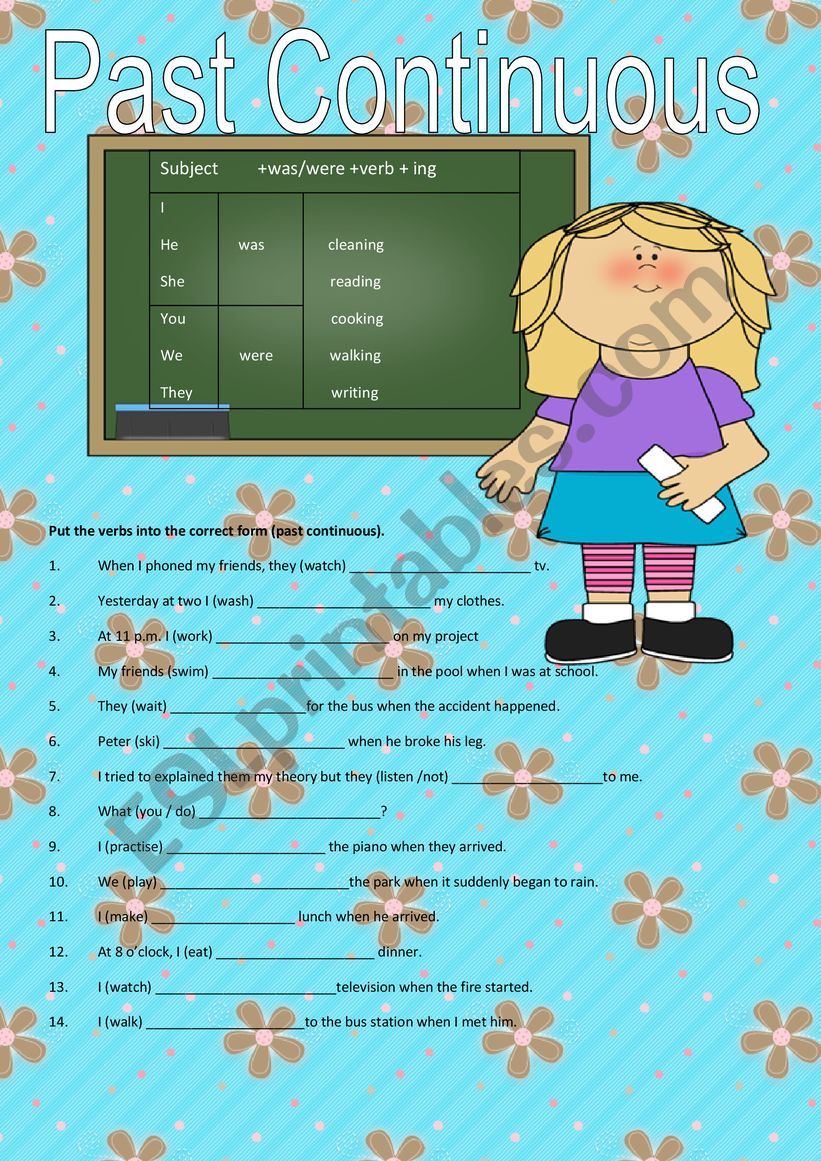 PAST CONTINUOUS EXERCISES worksheet