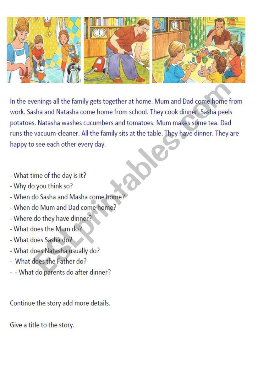 Picture-based story worksheet