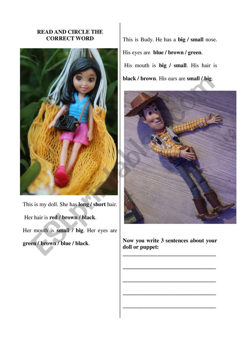 Doll &Puppet - Read and write worksheet