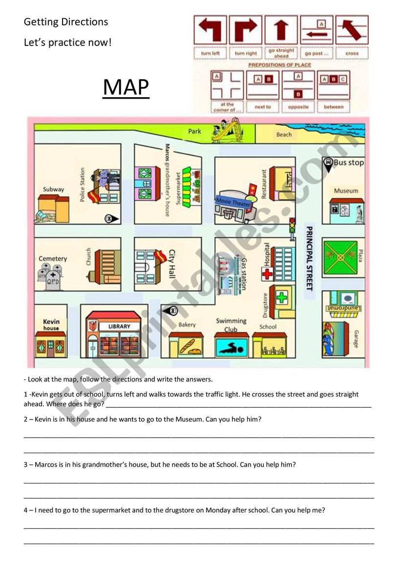 Getting Directions Activity worksheet
