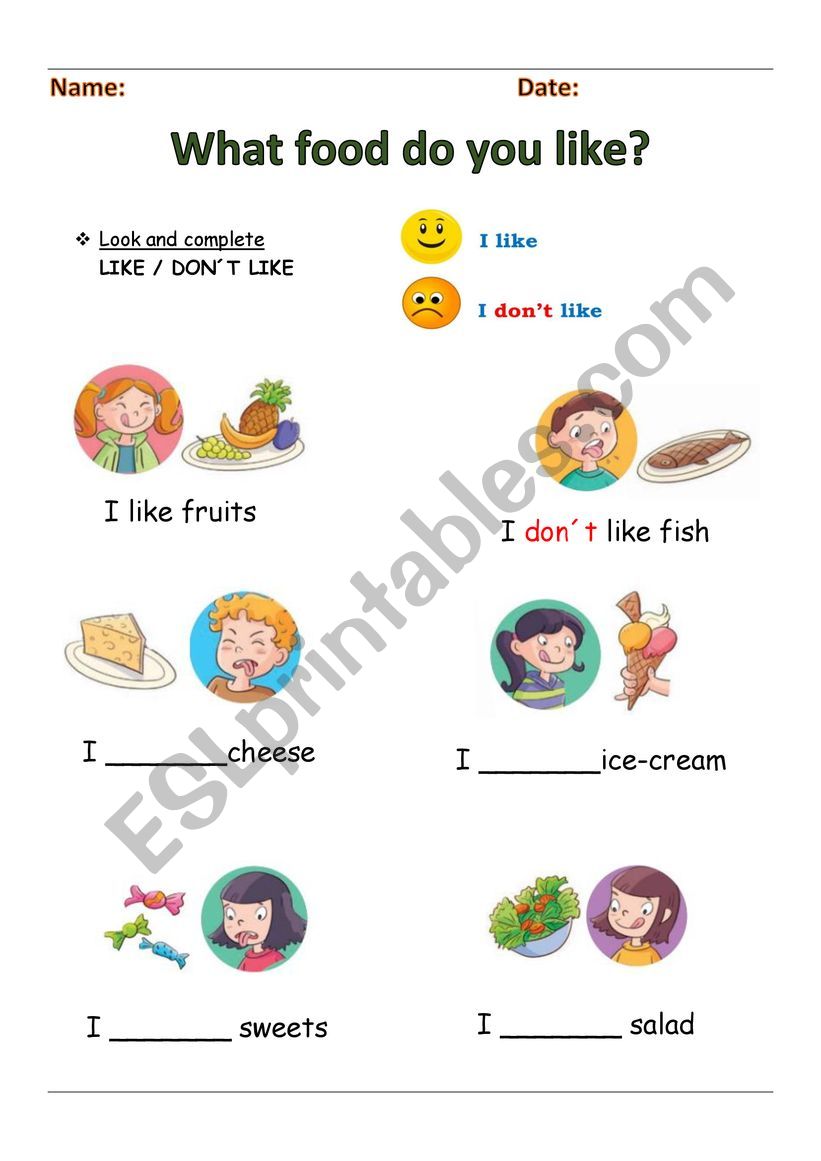 What food do you like? worksheet