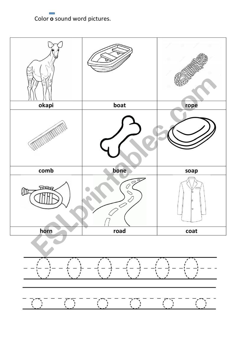 Letter O-sound o worksheet