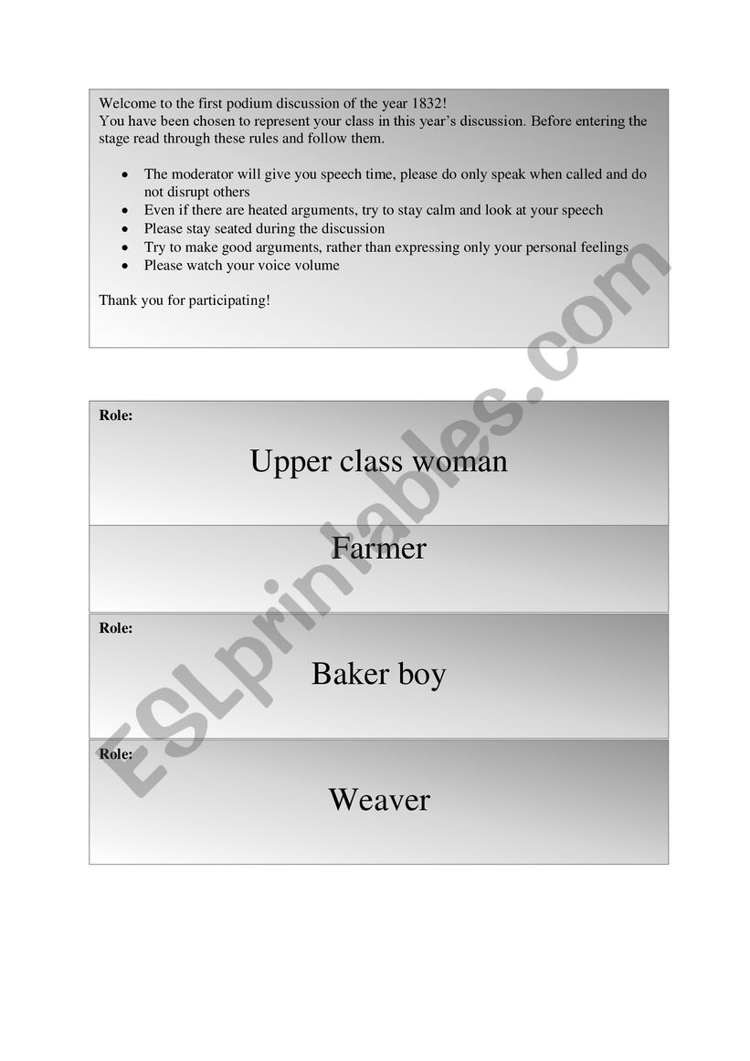 Industrial Revolution Debate Game