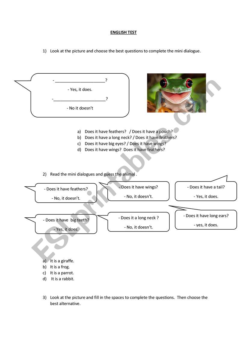 ENGLISH TEST worksheet