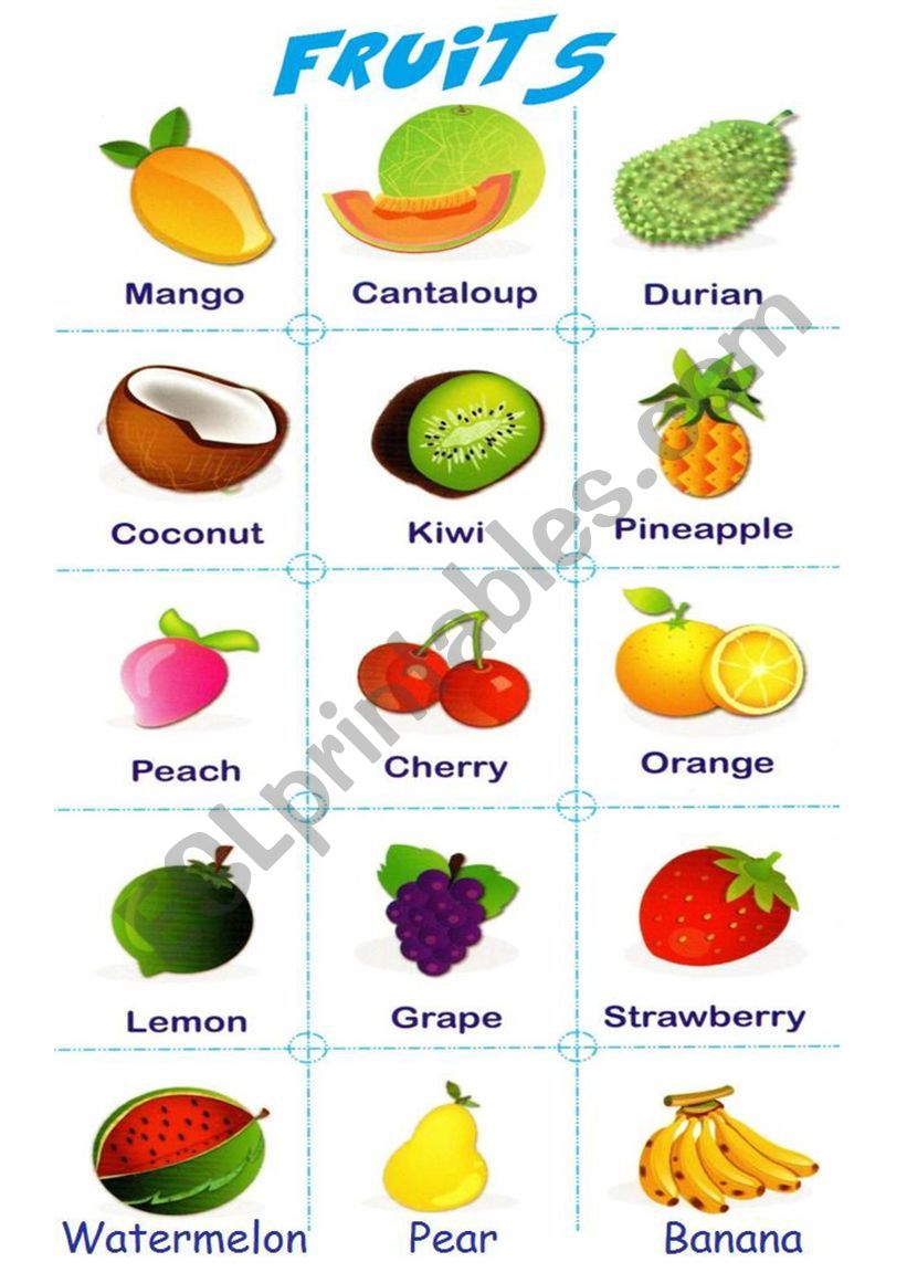 Fruits Flashcards worksheet