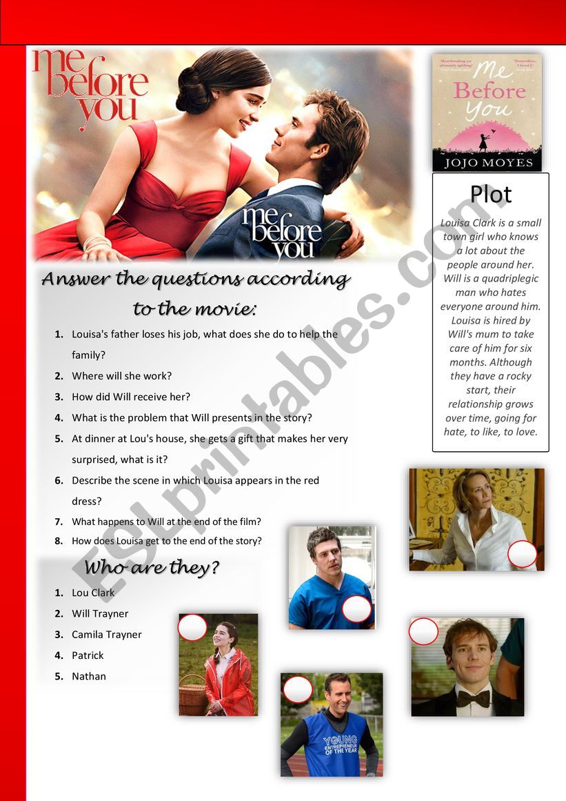 Me before you movie activity worksheet